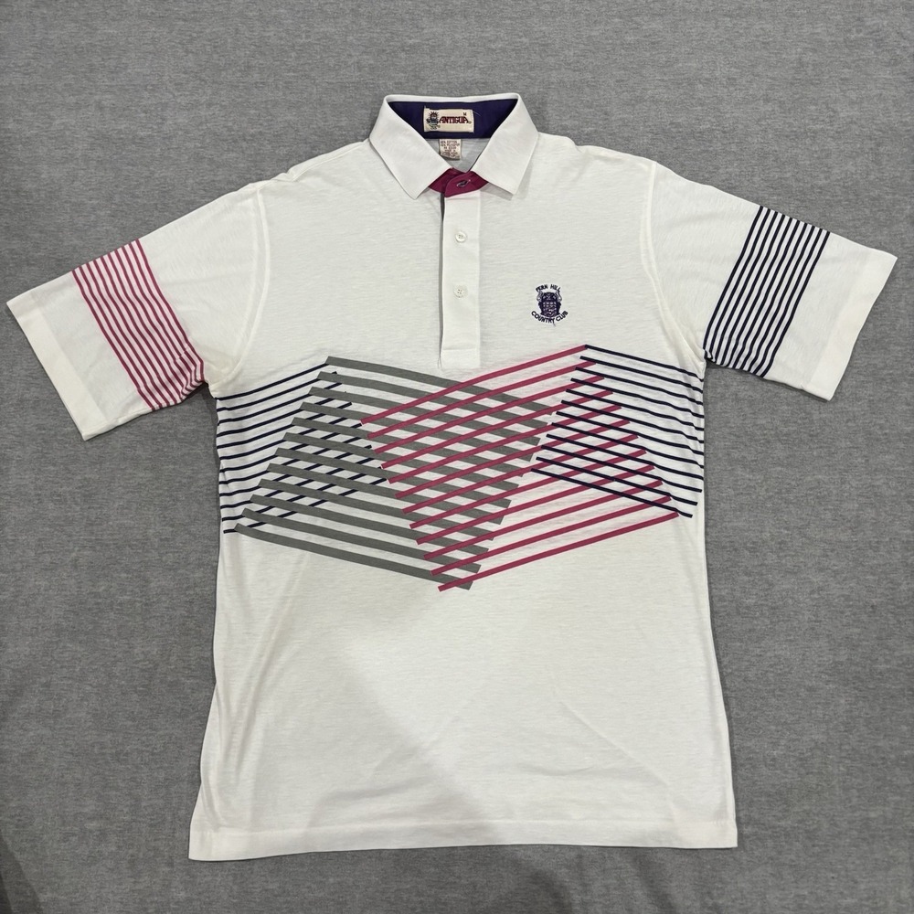 Vintage Antigua Fern Hill Country Club Polo Shirt Men's M Geometric 80s 90s Golf